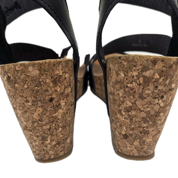 Blowfish Malibu Sandals Size 10 Black Hapuku Wedge Cork Platform Casual Open Toe - Picture 5 of 16